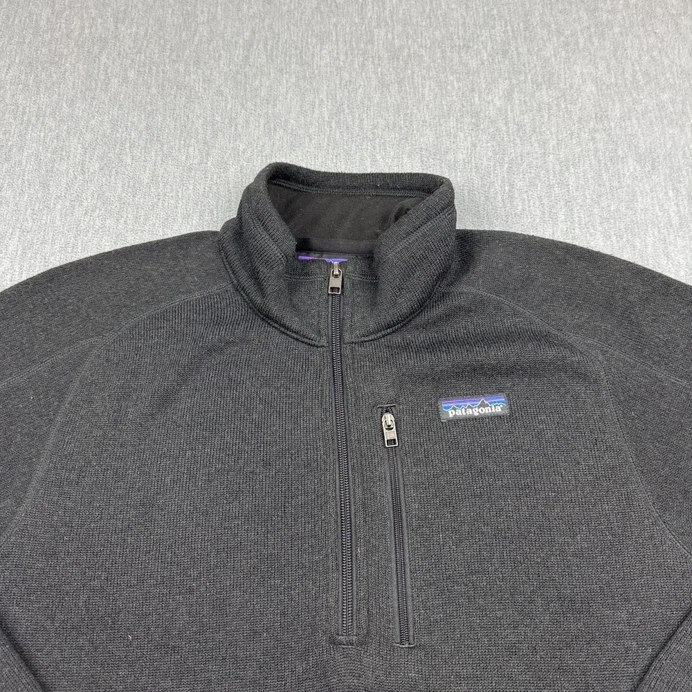 Patagonia Better Sweater Jacket Mens Medium Black‎ 1/4-Zip Fleece Logo 25523